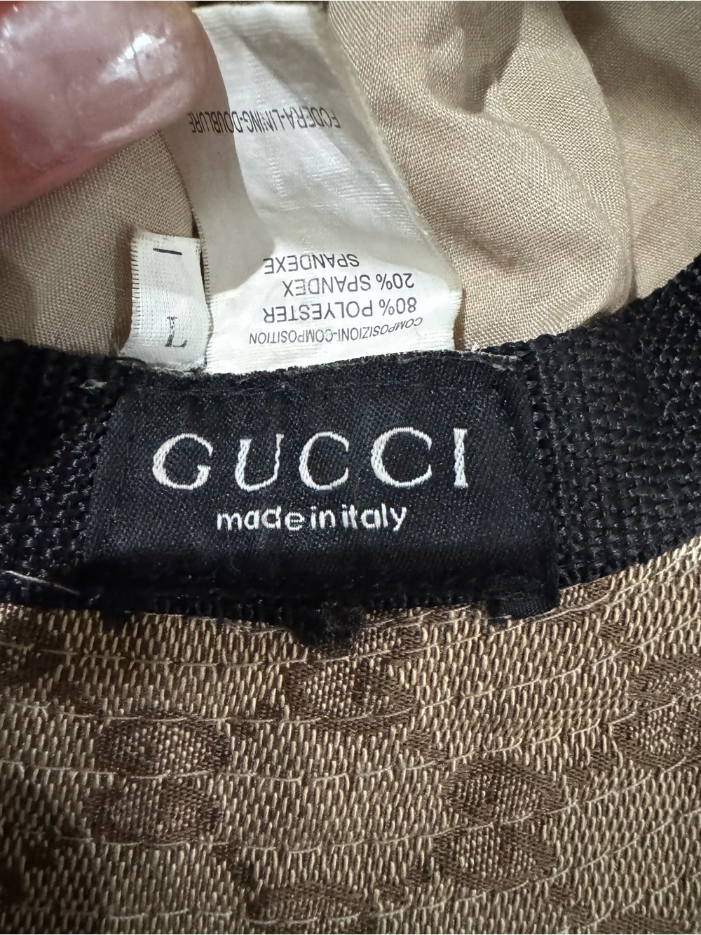 Gucci Beige/Brown Monogram Bucket Hat with Green-Red Web - Picture 7 of 7